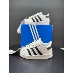 Adidas Superstar EL Toddler Size 4K White Black Sneakers Athletic Shoes FU7717